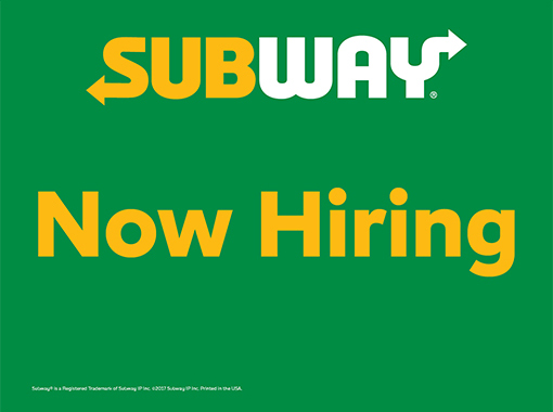 Subway Now Hiring 01 Stand Topper