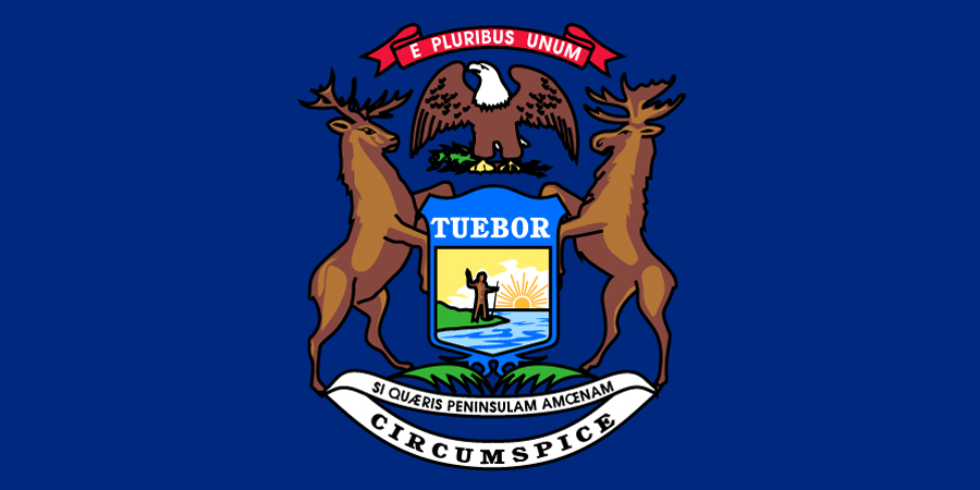 Sticker: State Flag - Michigan (1.5in x 3in)