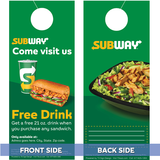 Free Drink w Purchase 01 Double-Sided Door Hanger
