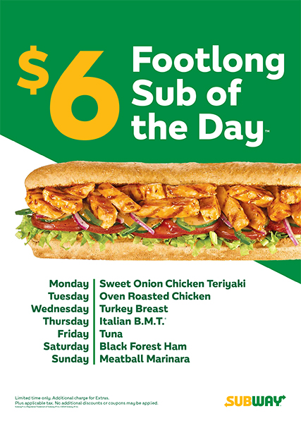 $6 Footlong of the Day 02 Window Cling
