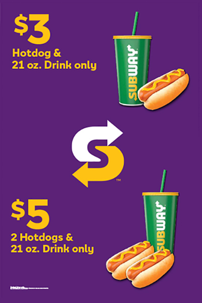 Hotdog and Drink Deal Window Cling