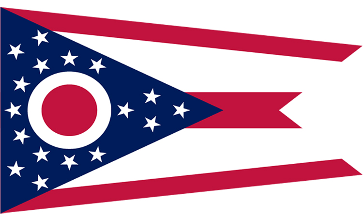 Sticker: State Flag - Ohio (1.5in x 3in)