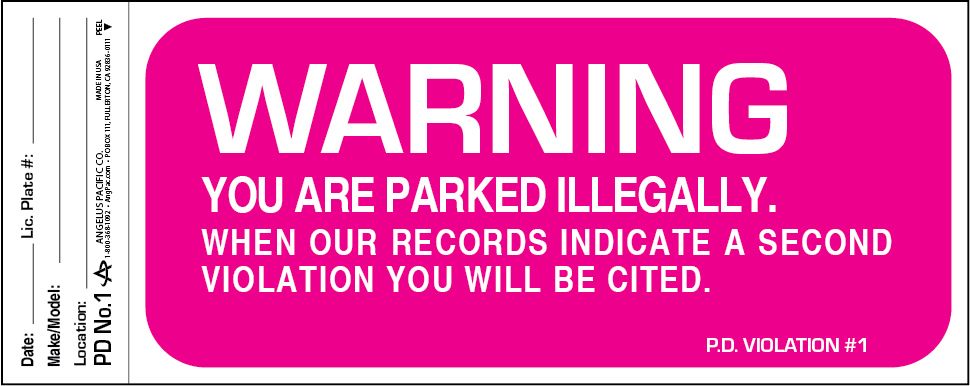 Parking Violation Warning Decals